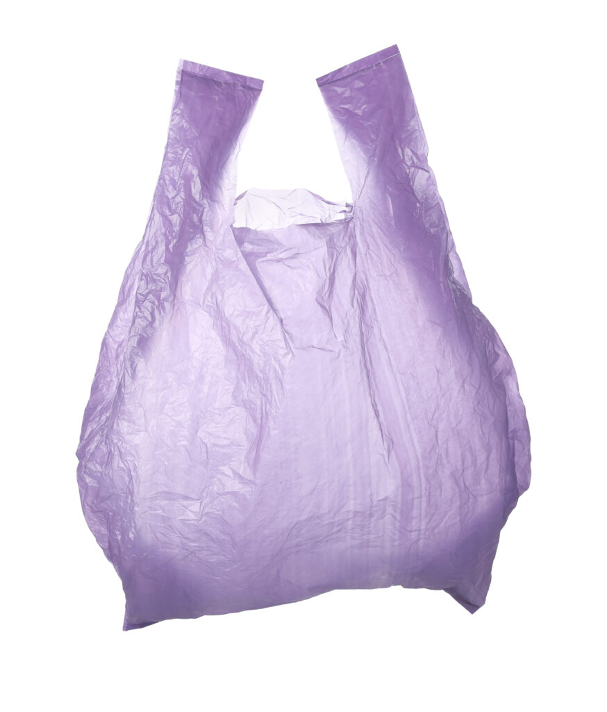 Purple plastic grocery bag